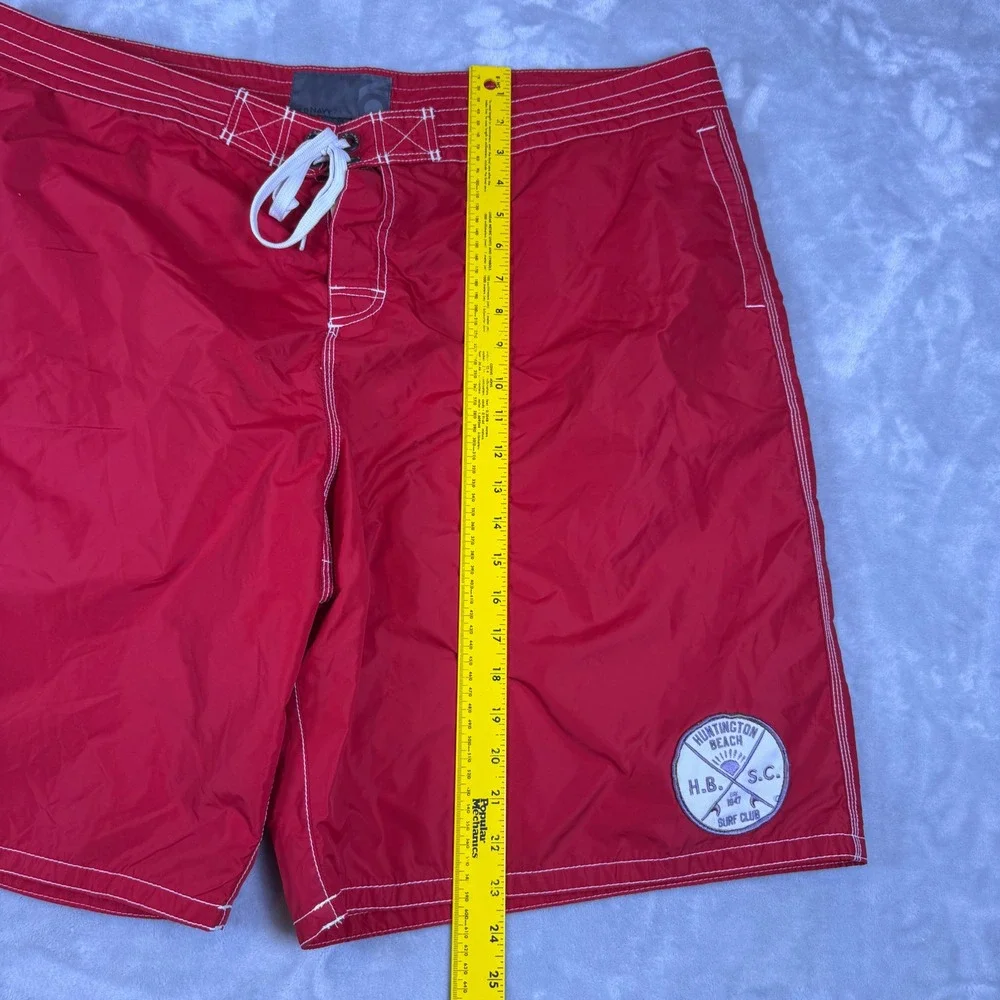 Old Navy Nylon Board Shorts Swim Mens XXL Red Huntington Beach Surf Club